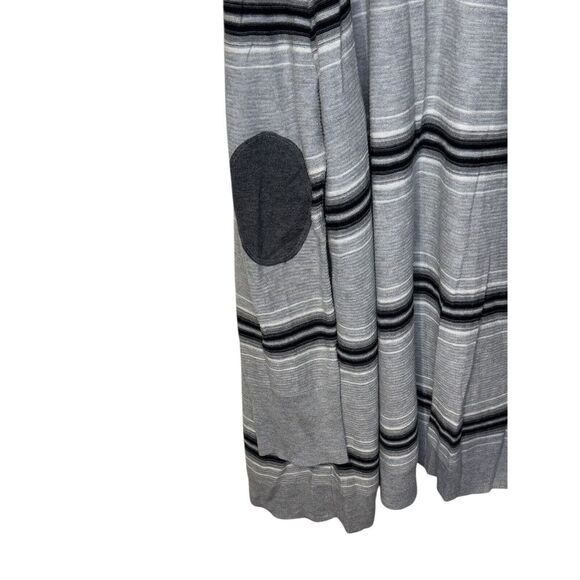 Talbots Women's Sweater Striped Elbow Patches Open Front Duster Cardigan Grey 2X - Picture 9 of 10